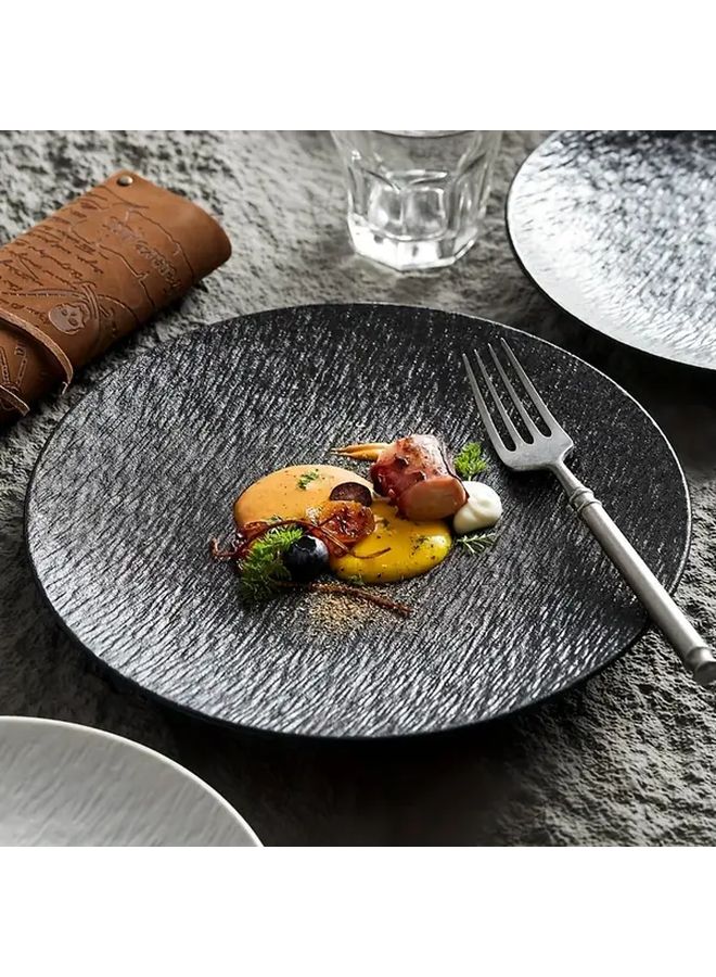 6pcs White Frosted Plastic Dinner Plates 20cm Stone Texture Reusable Set - Image 2